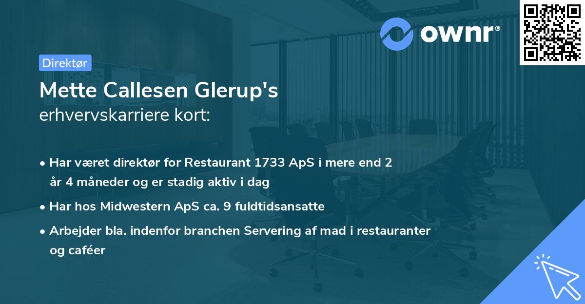 Mette Callesen Glerup's erhvervskarriere kort
