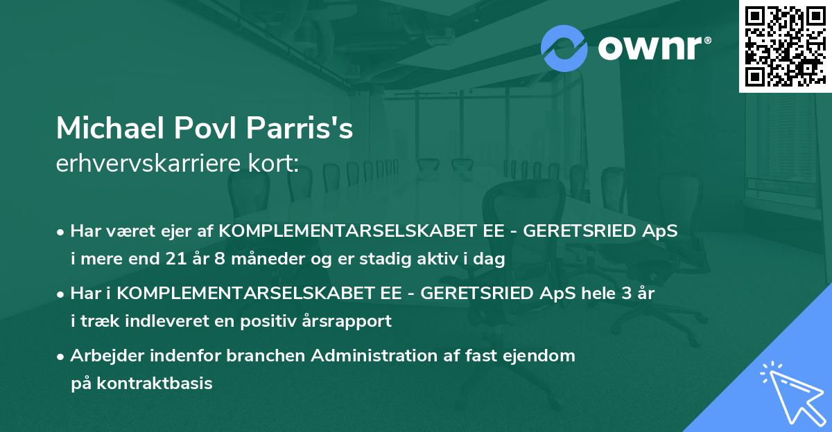 Michael Povl Parris's erhvervskarriere kort