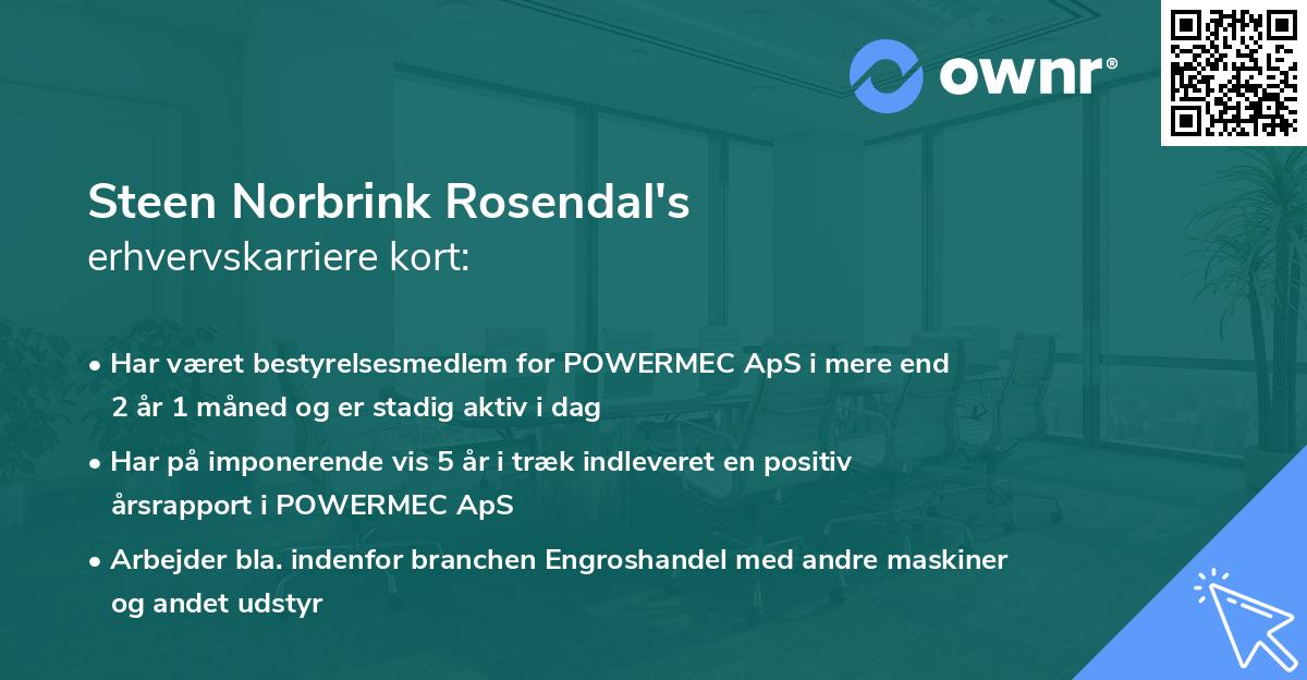 Steen Norbrink Rosendal's erhvervskarriere kort