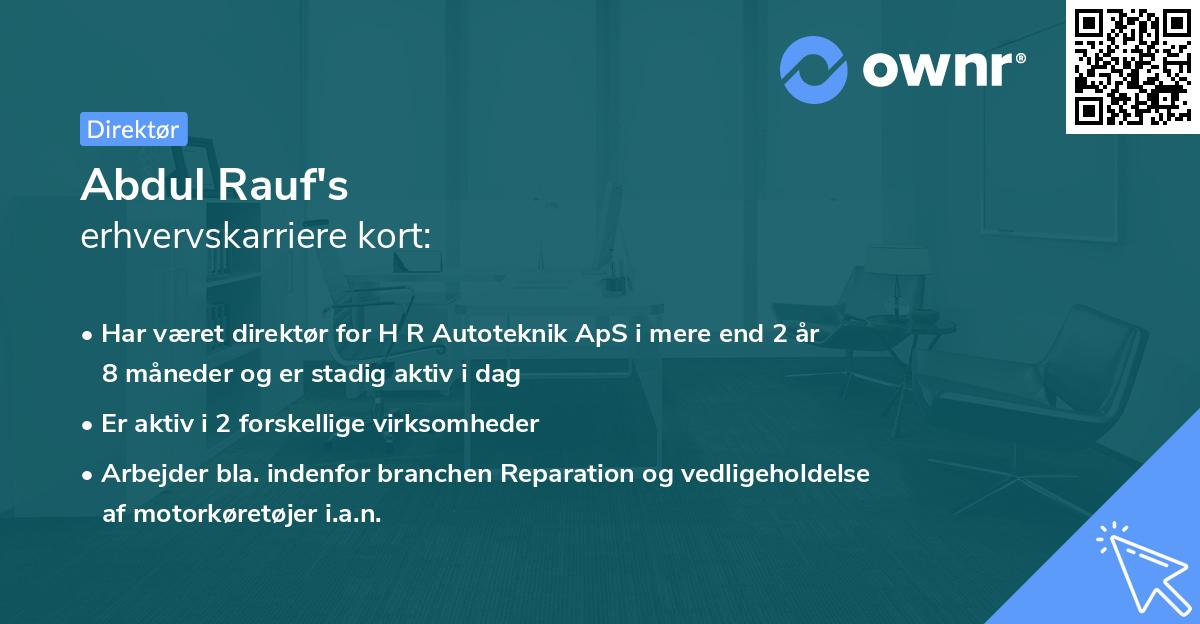 Abdul Rauf's erhvervskarriere kort