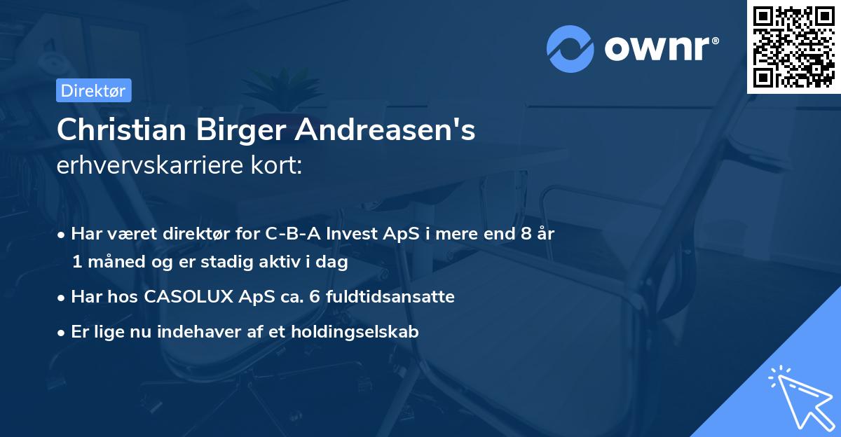 Christian Birger Andreasen's erhvervskarriere kort