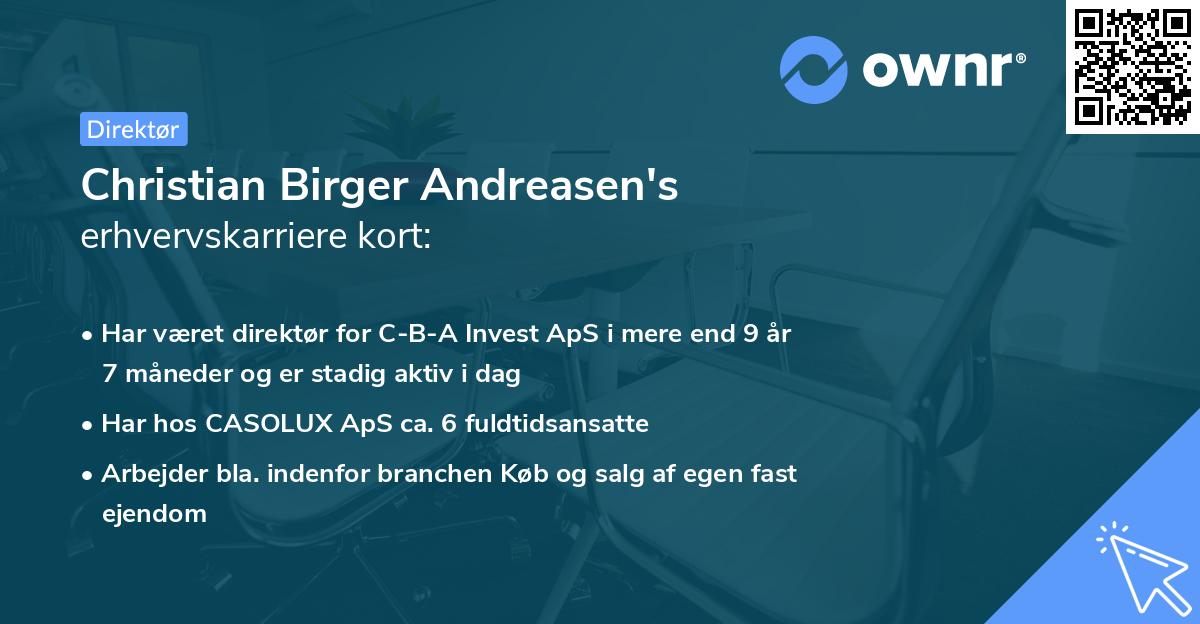 Christian Birger Andreasen's erhvervskarriere kort