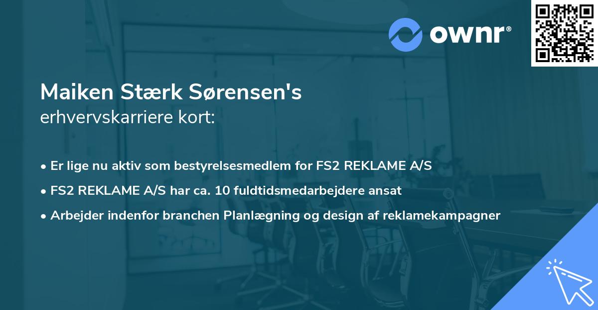 Maiken Stærk Sørensen's erhvervskarriere kort