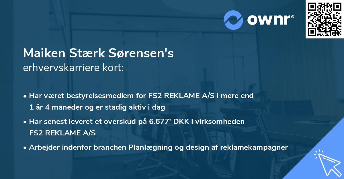 Maiken Stærk Sørensen's erhvervskarriere kort