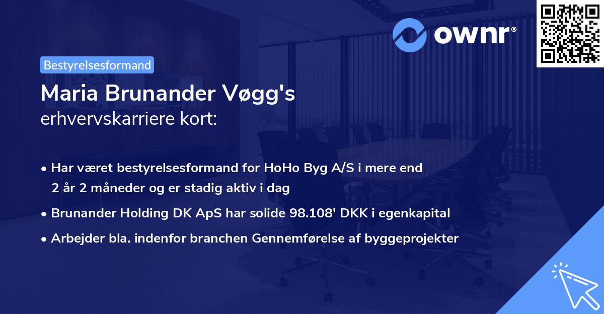 Maria Brunander Vøgg's erhvervskarriere kort