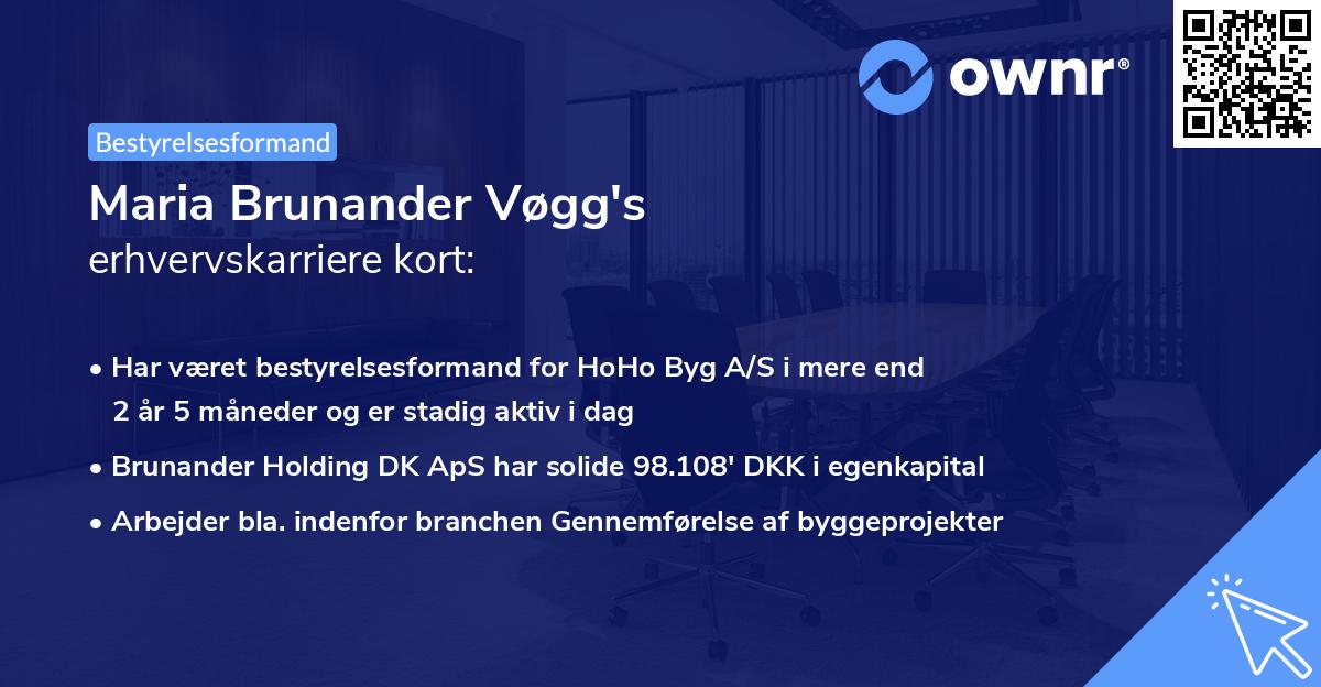 Maria Brunander Vøgg's erhvervskarriere kort