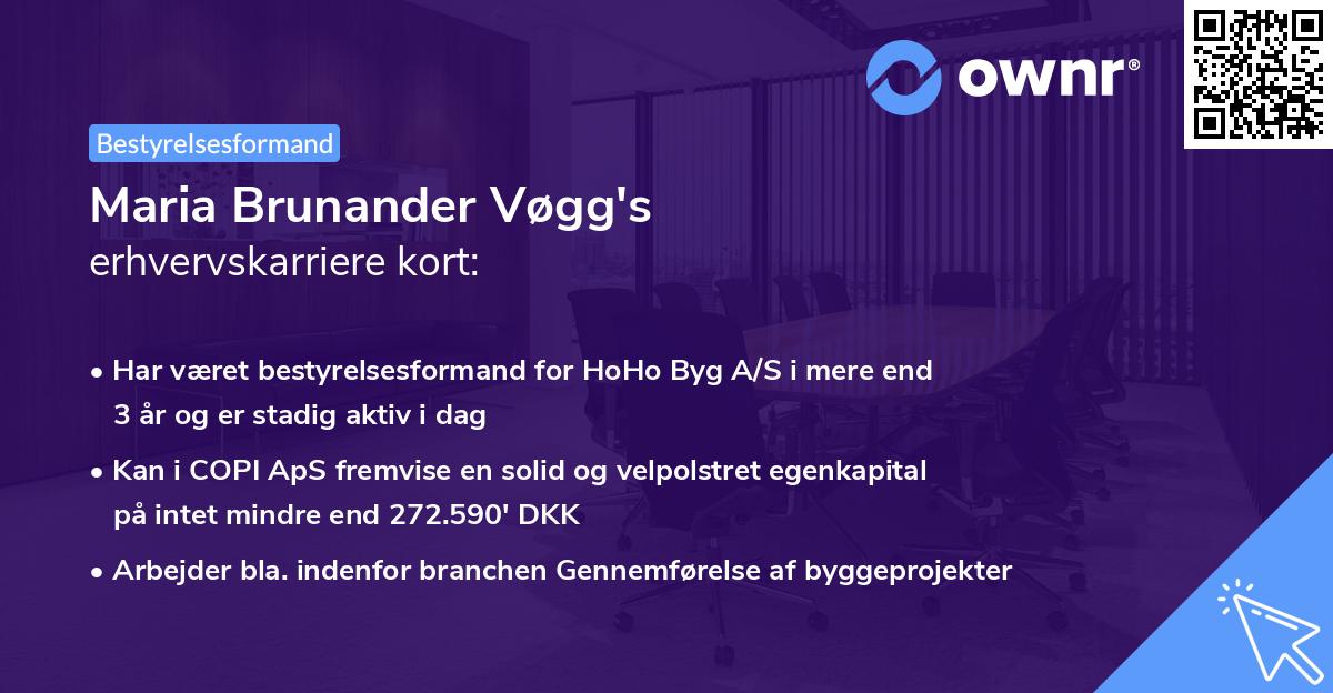 Maria Brunander Vøgg's erhvervskarriere kort