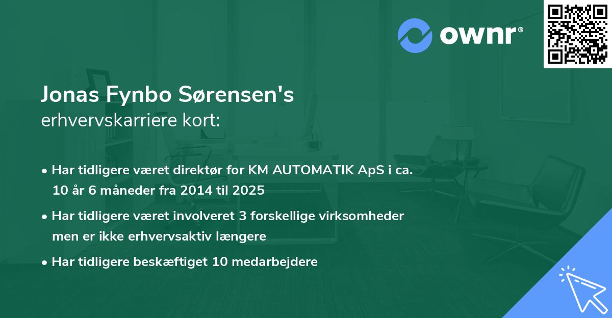 Jonas Fynbo Sørensen's erhvervskarriere kort