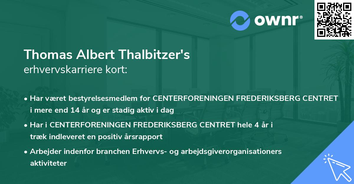 Thomas Albert Thalbitzer's erhvervskarriere kort