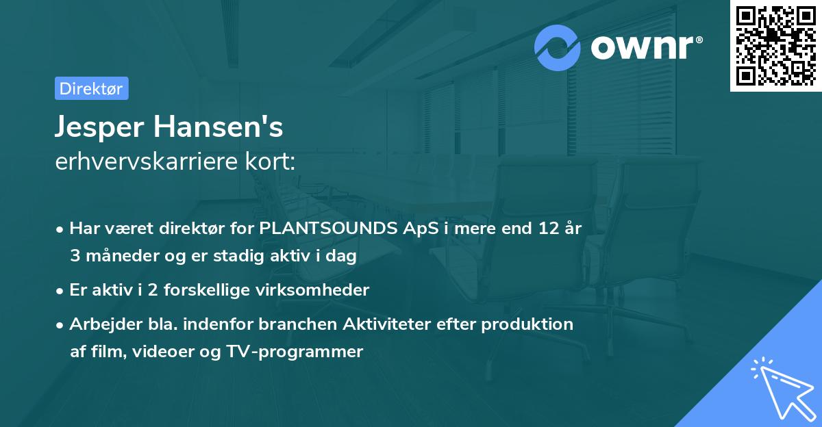 Jesper Hansen's erhvervskarriere kort