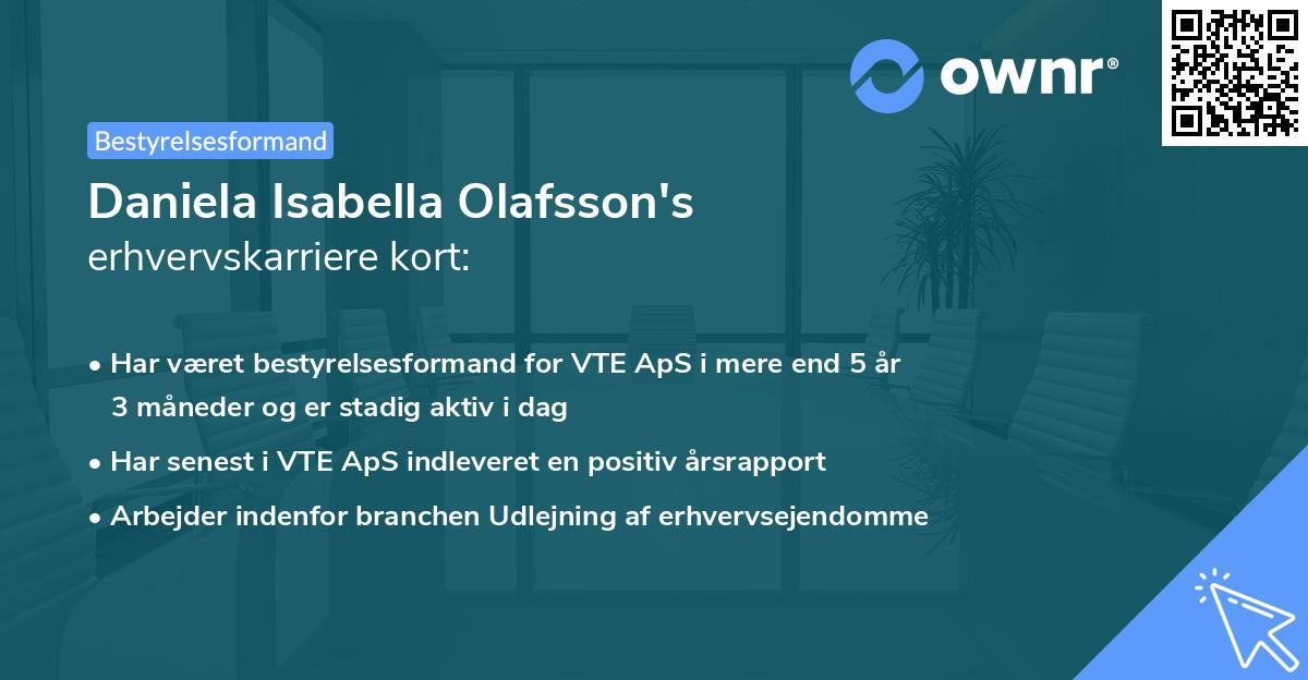 Daniela Isabella Olafsson's erhvervskarriere kort