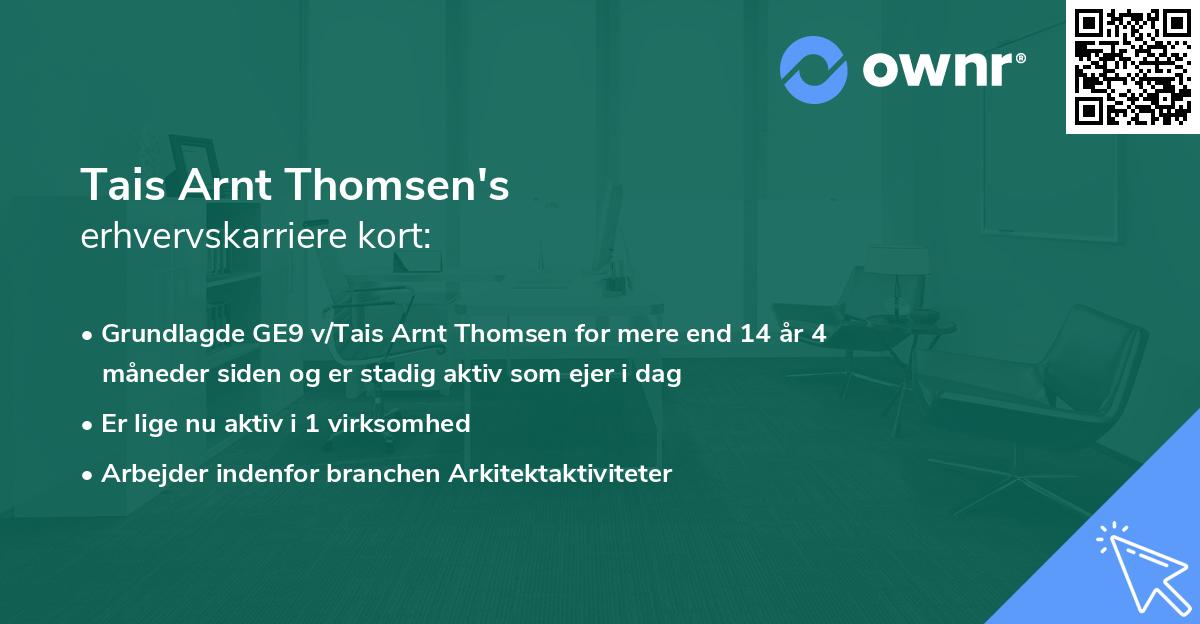 Tais Arnt Thomsen's erhvervskarriere kort