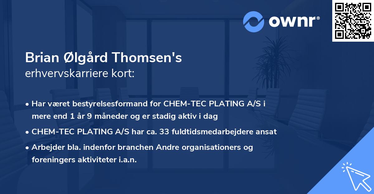 Brian Ølgård Thomsen's erhvervskarriere kort