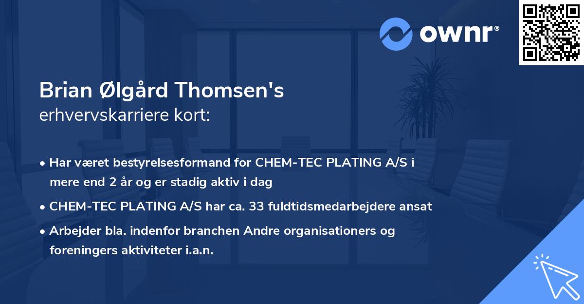 Brian Ølgård Thomsen's erhvervskarriere kort