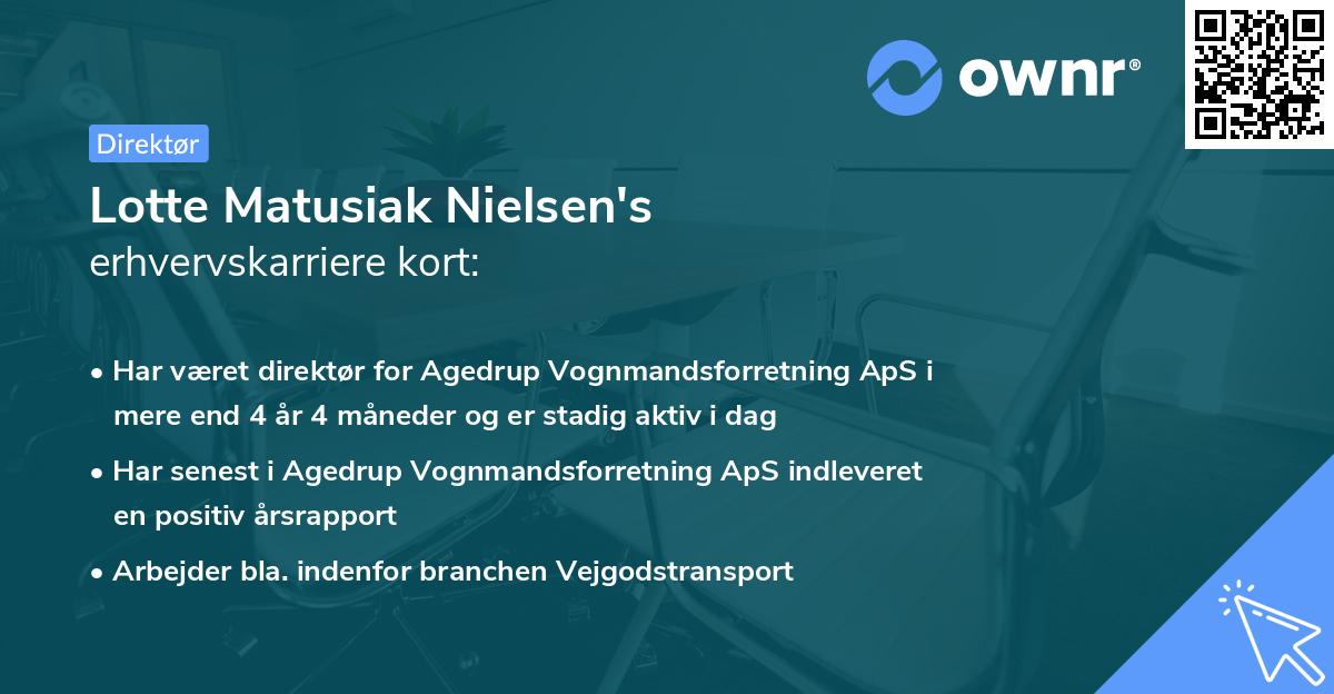 Lotte Matusiak Nielsen's erhvervskarriere kort