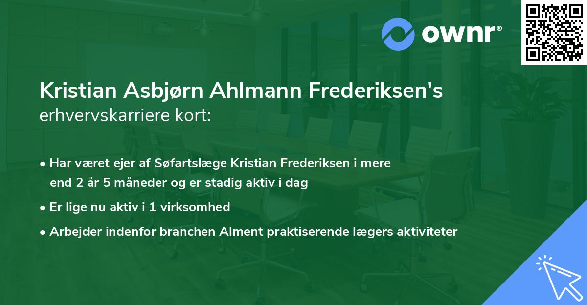 Kristian Asbjørn Ahlmann Frederiksen's erhvervskarriere kort