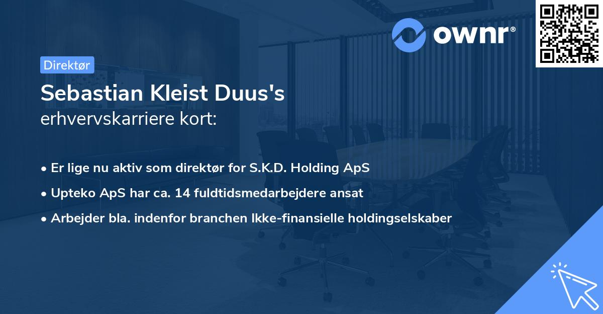 Sebastian Kleist Duus's erhvervskarriere kort