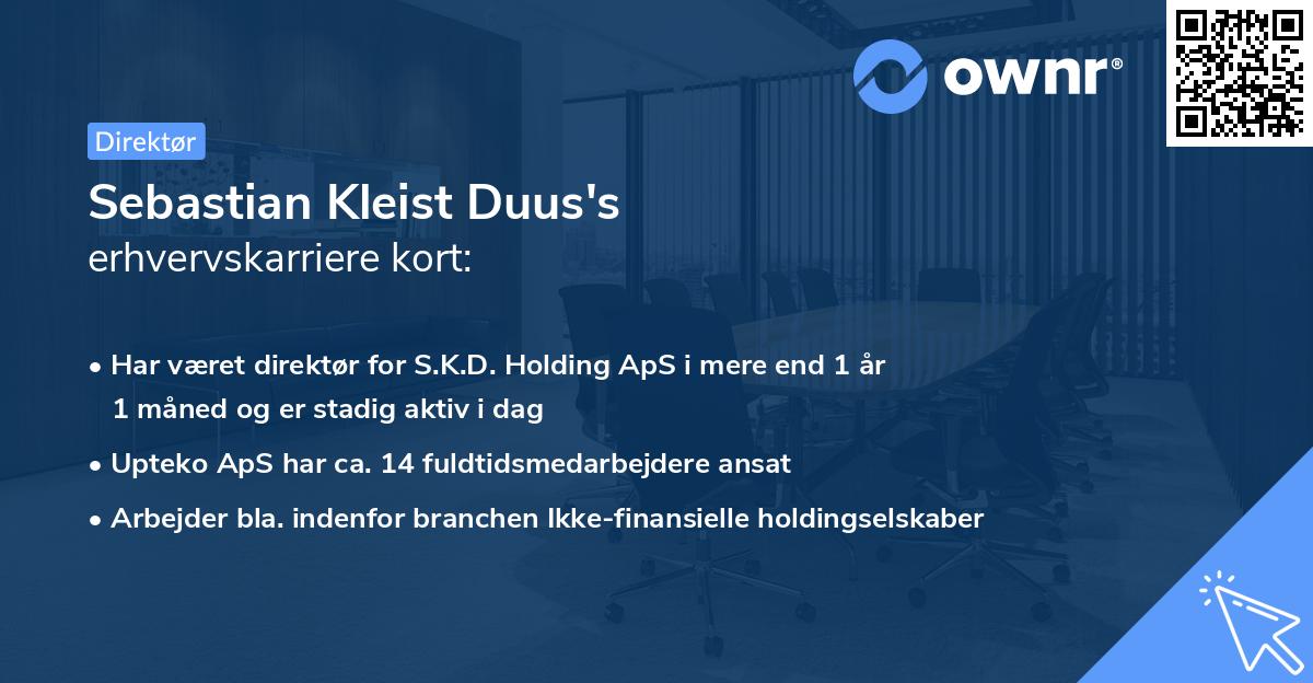 Sebastian Kleist Duus's erhvervskarriere kort