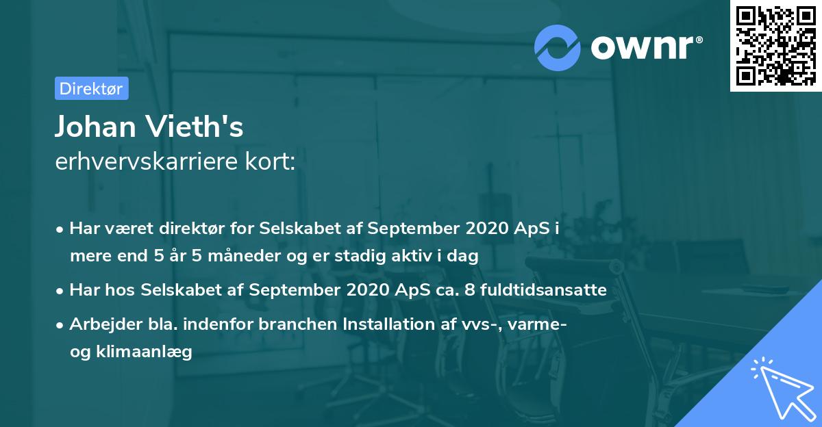 Johan Vieth's erhvervskarriere kort