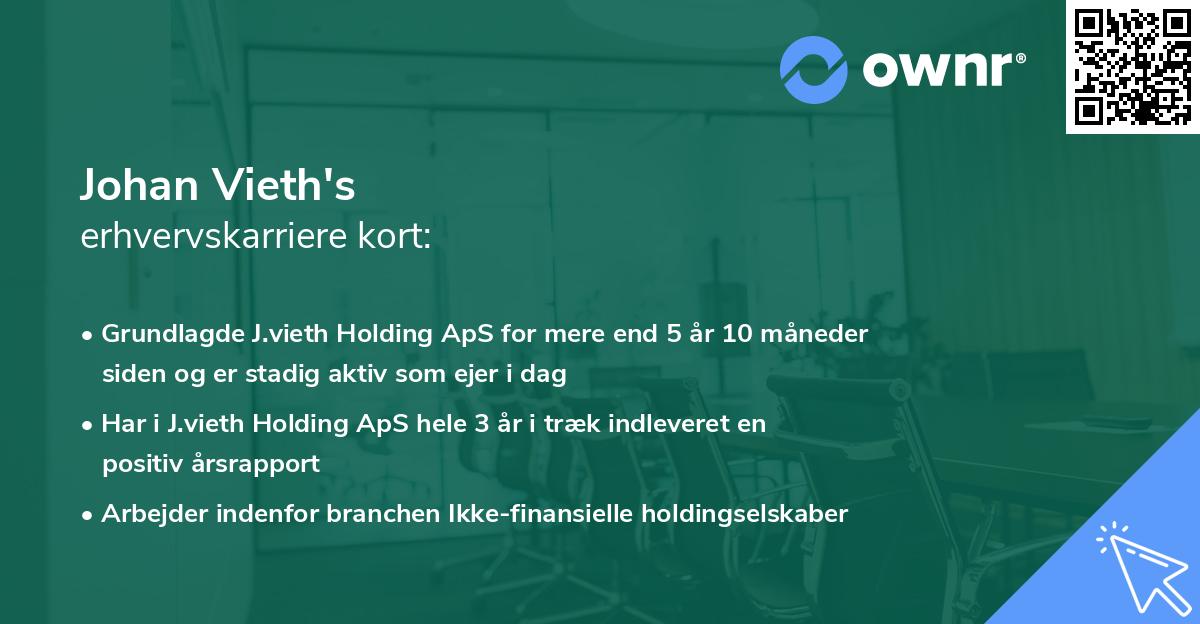 Johan Vieth's erhvervskarriere kort