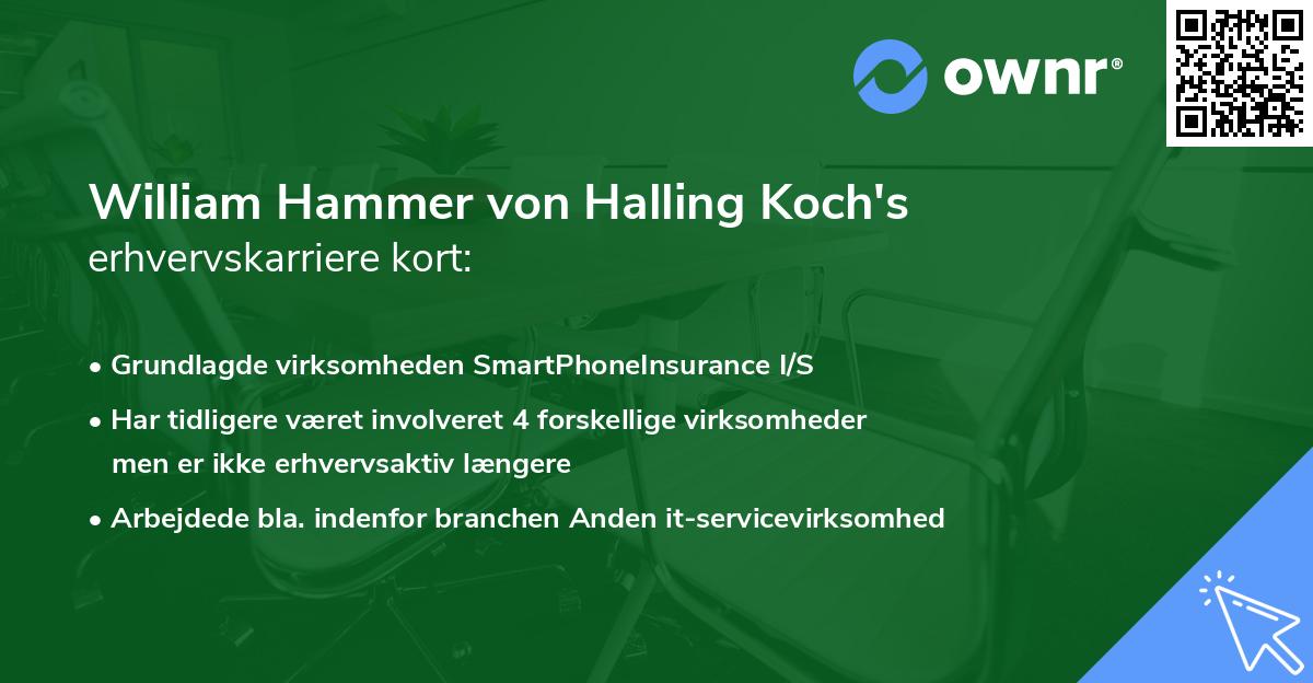 William Hammer von Halling Koch's erhvervskarriere kort