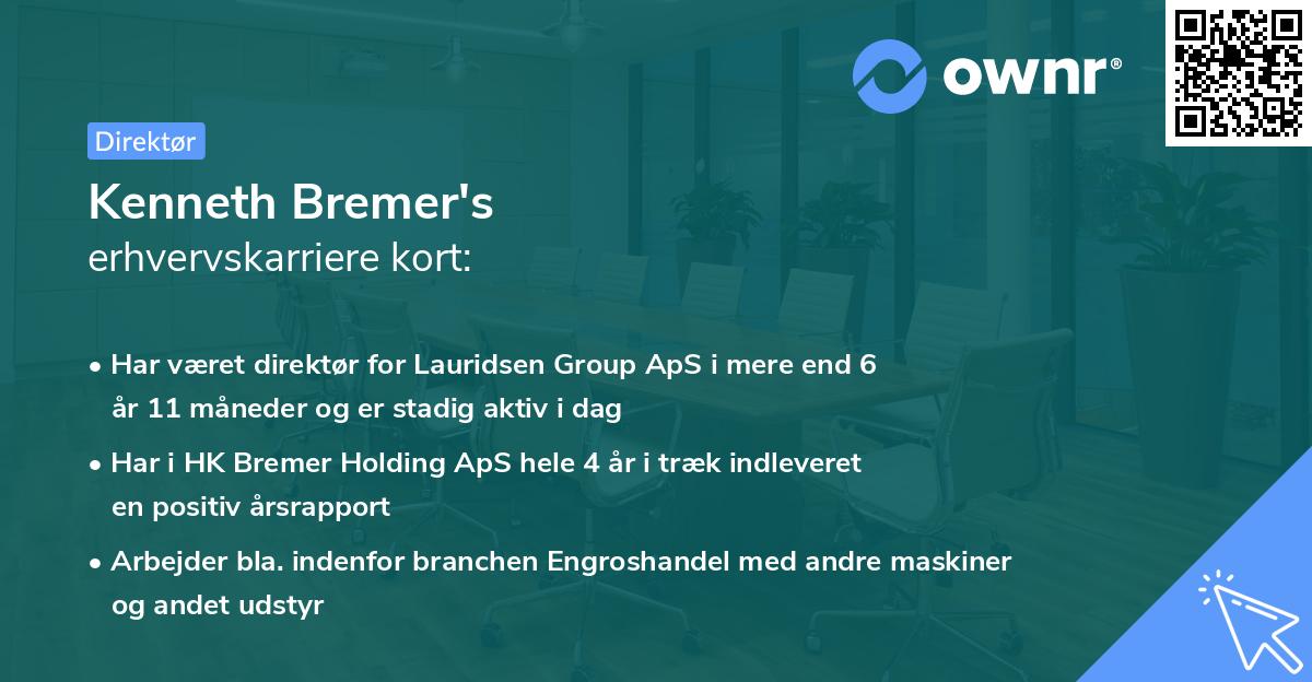 Kenneth Bremer's erhvervskarriere kort