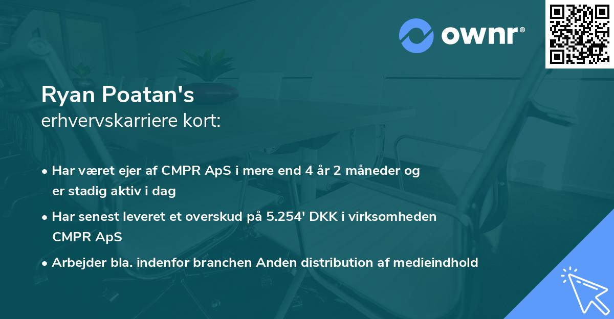 Ryan Poatan's erhvervskarriere kort