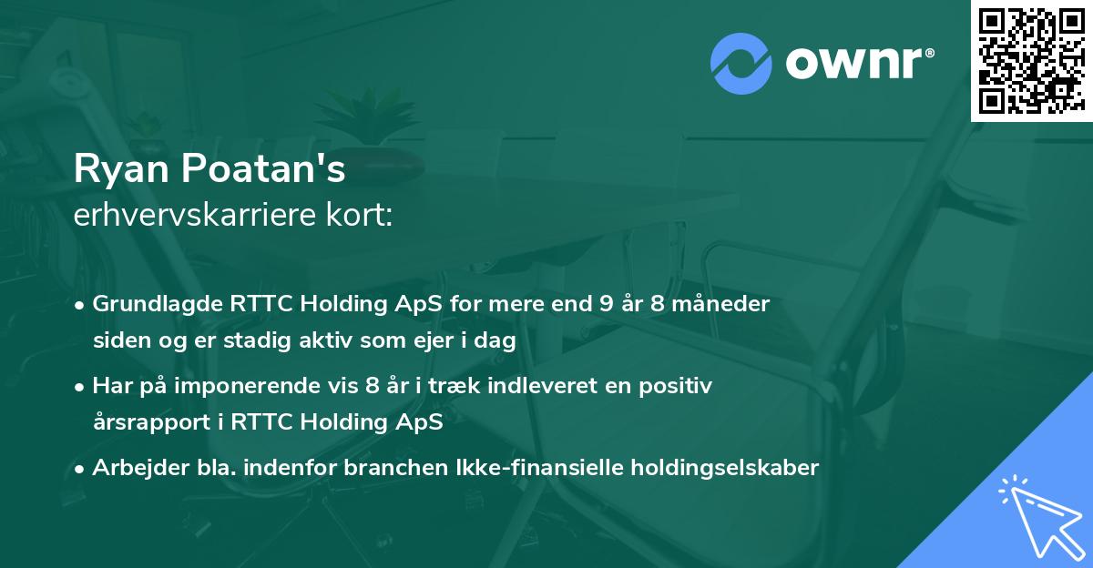 Ryan Poatan's erhvervskarriere kort