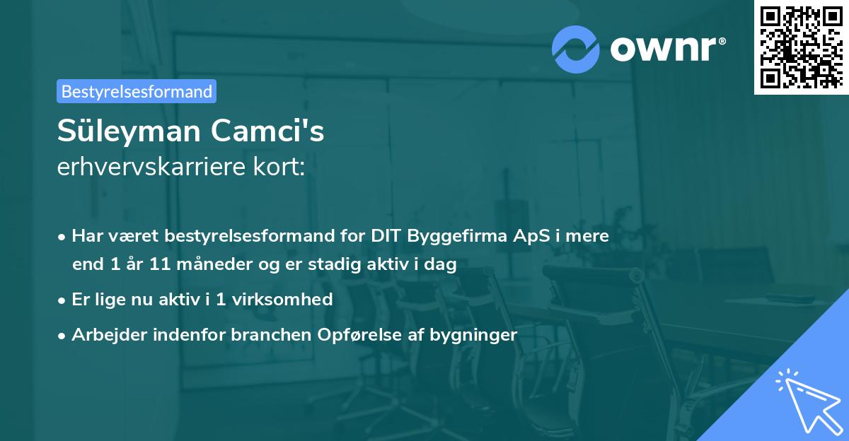 Süleyman Camci's erhvervskarriere kort