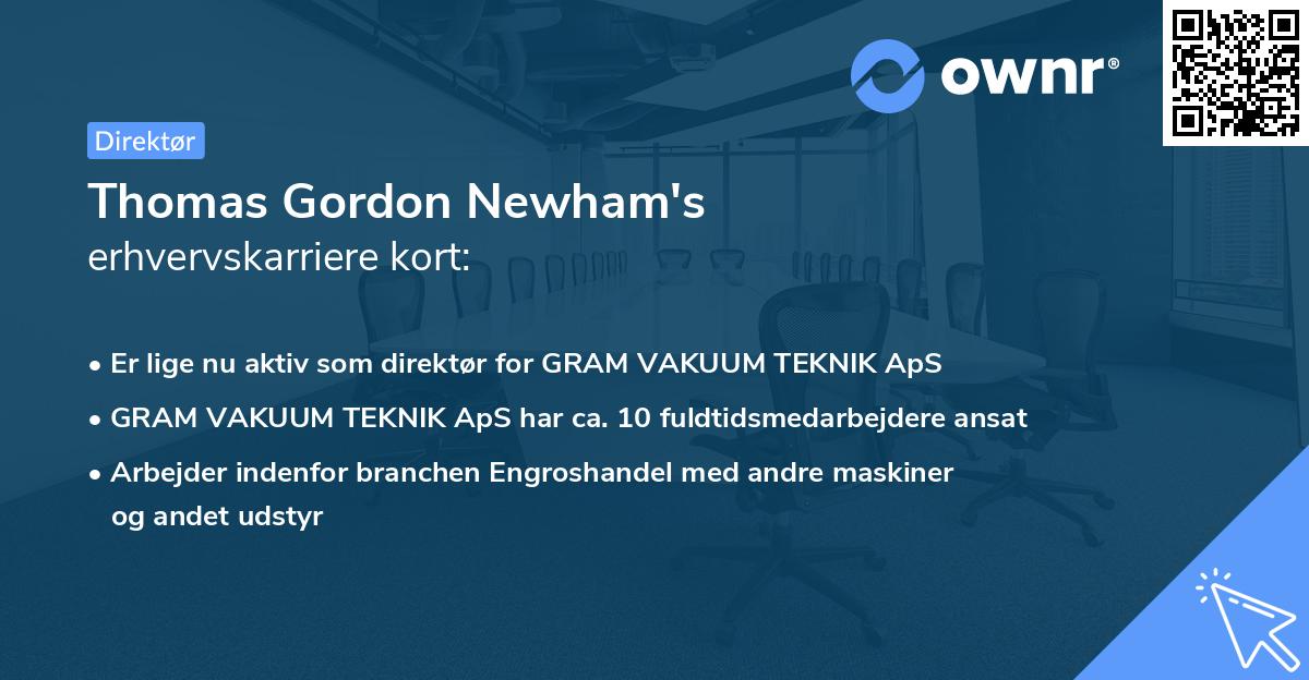 Thomas Gordon Newham's erhvervskarriere kort