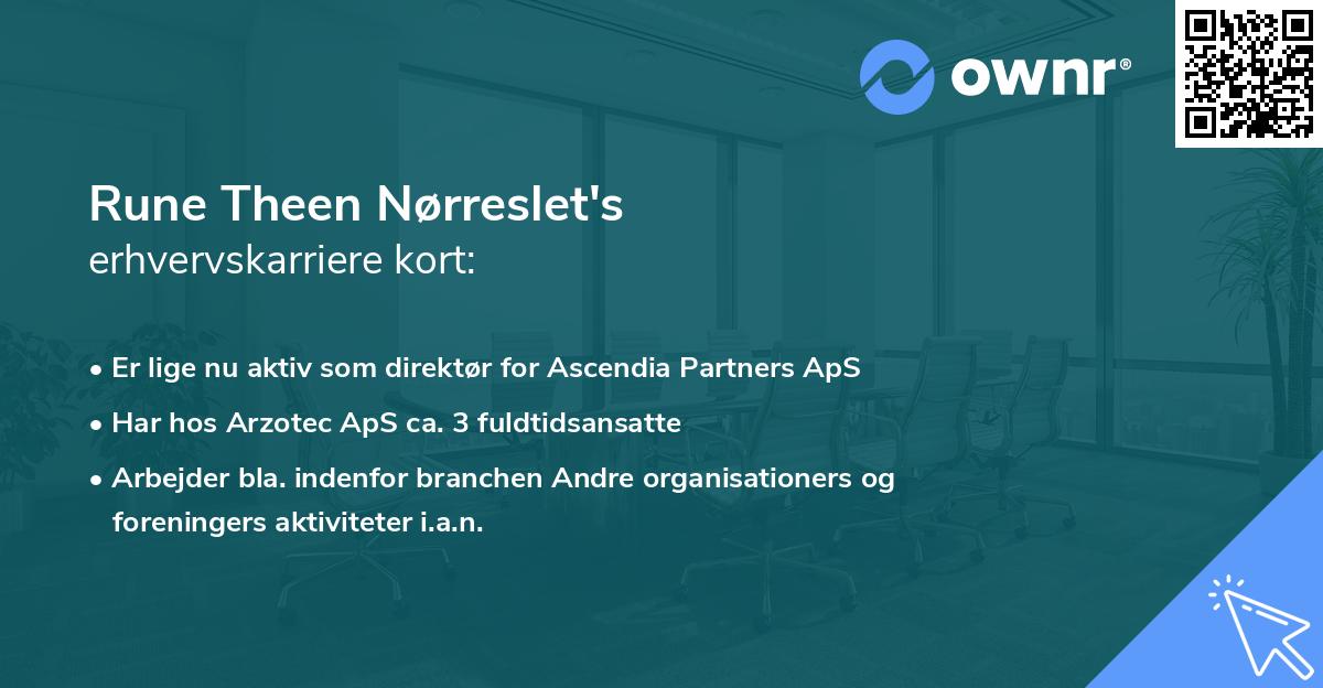 Rune Theen Nørreslet's erhvervskarriere kort