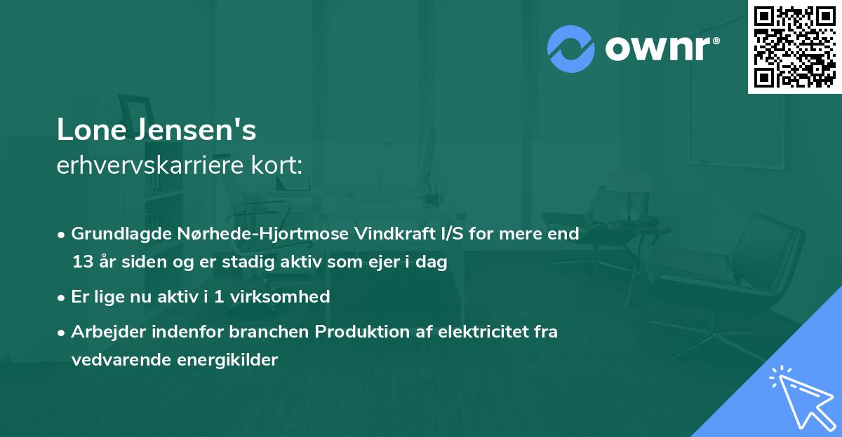 Lone Jensen's erhvervskarriere kort