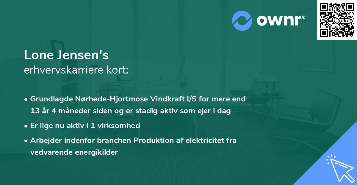 Lone Jensen's erhvervskarriere kort