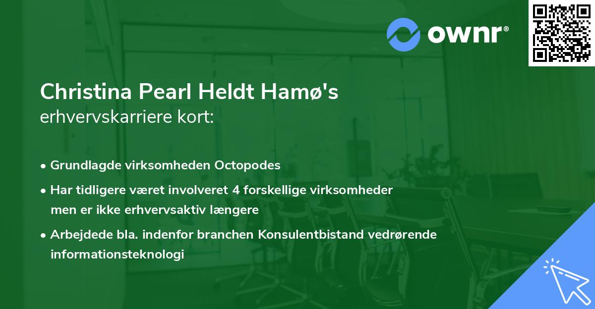 Christina Pearl Heldt Hamø's erhvervskarriere kort