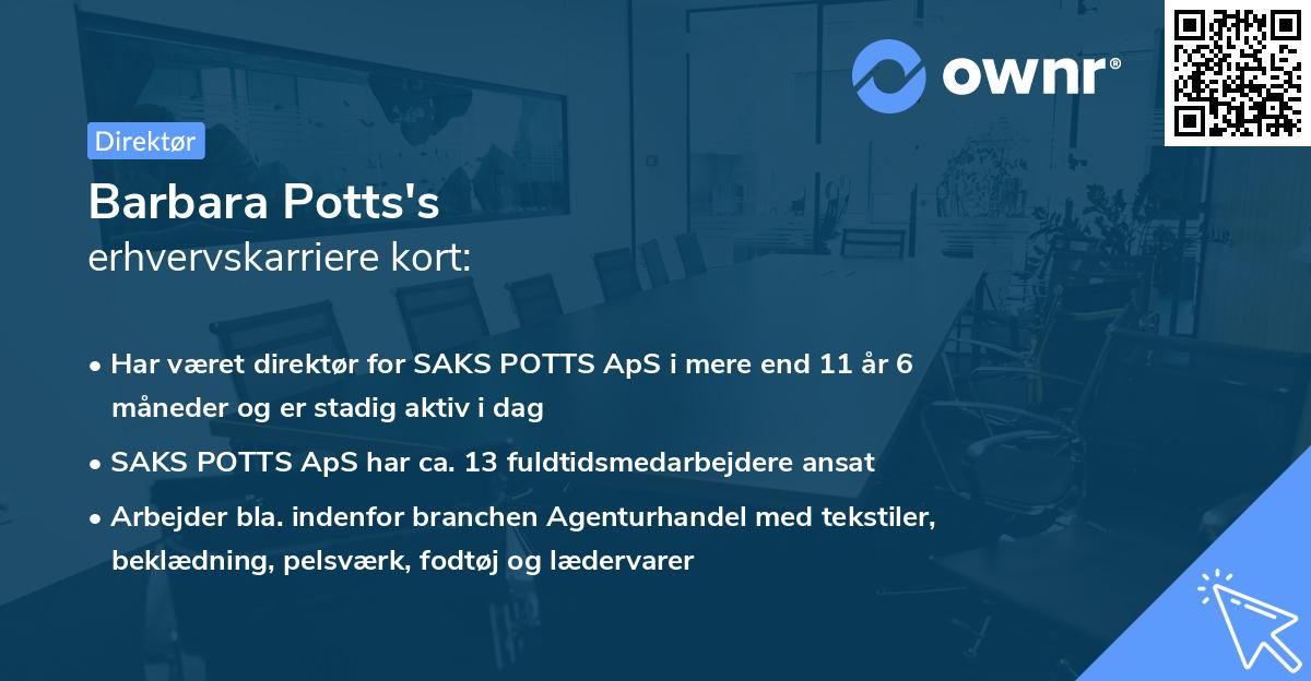 Barbara Potts's erhvervskarriere kort