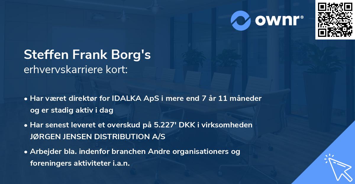 Steffen Frank Borg's erhvervskarriere kort