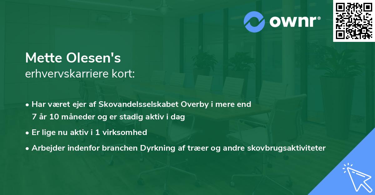 Mette Olesen's erhvervskarriere kort