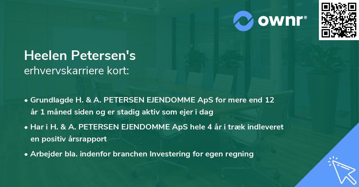 Heelen Petersen's erhvervskarriere kort