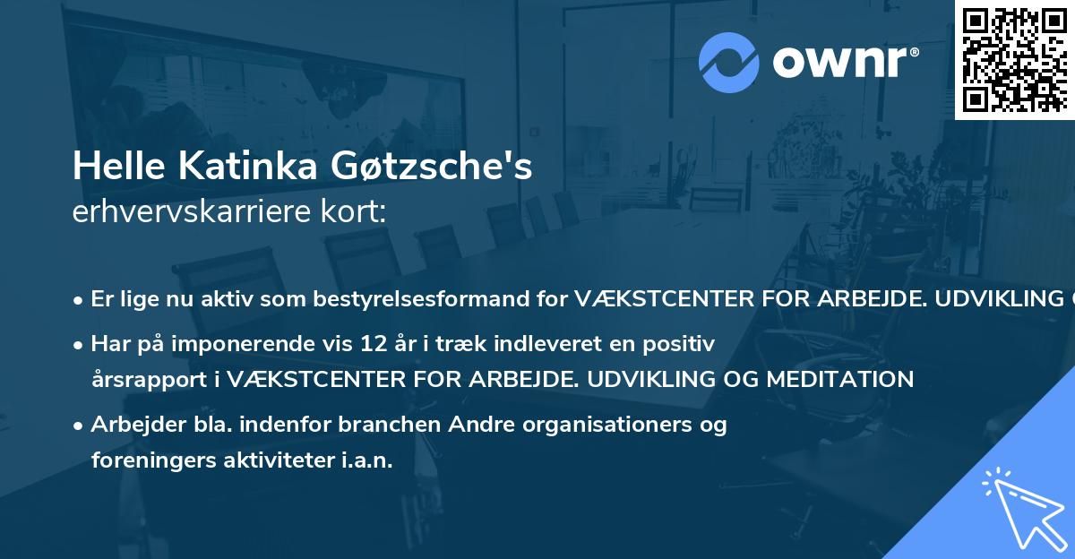 Helle Katinka Gøtzsche's erhvervskarriere kort