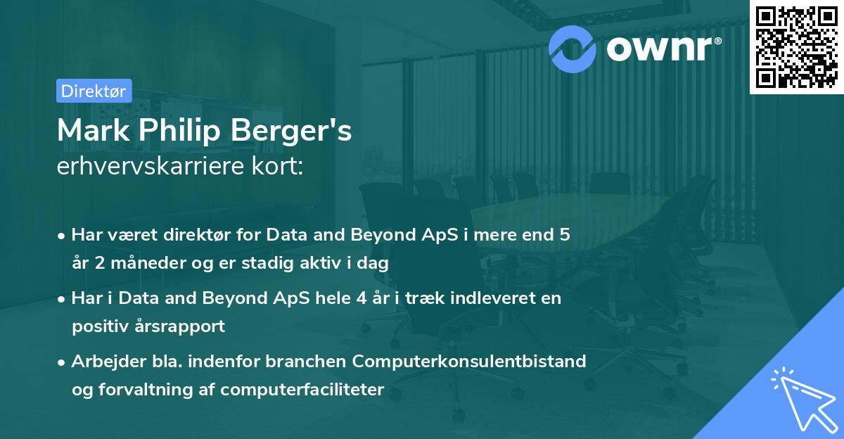 Mark Philip Berger's erhvervskarriere kort