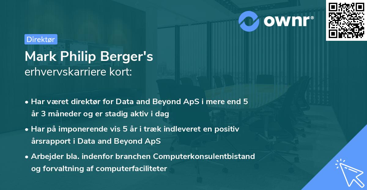 Mark Philip Berger's erhvervskarriere kort