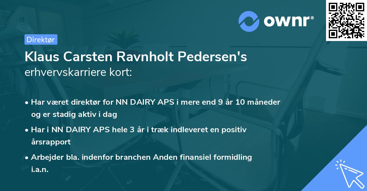 Klaus Carsten Ravnholt Pedersen's erhvervskarriere kort