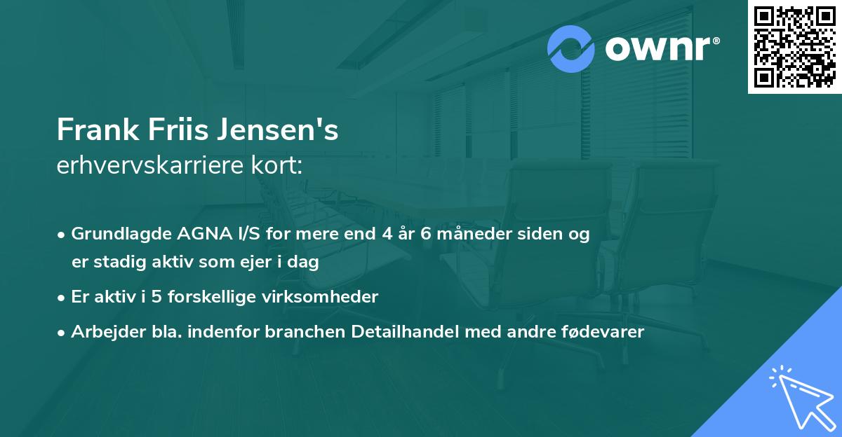 Frank Friis Jensen's erhvervskarriere kort