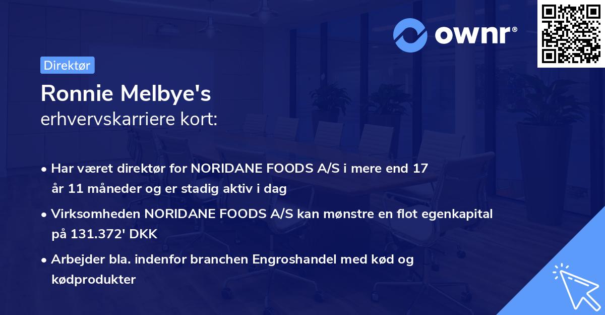 Ronnie Melbye's erhvervskarriere kort