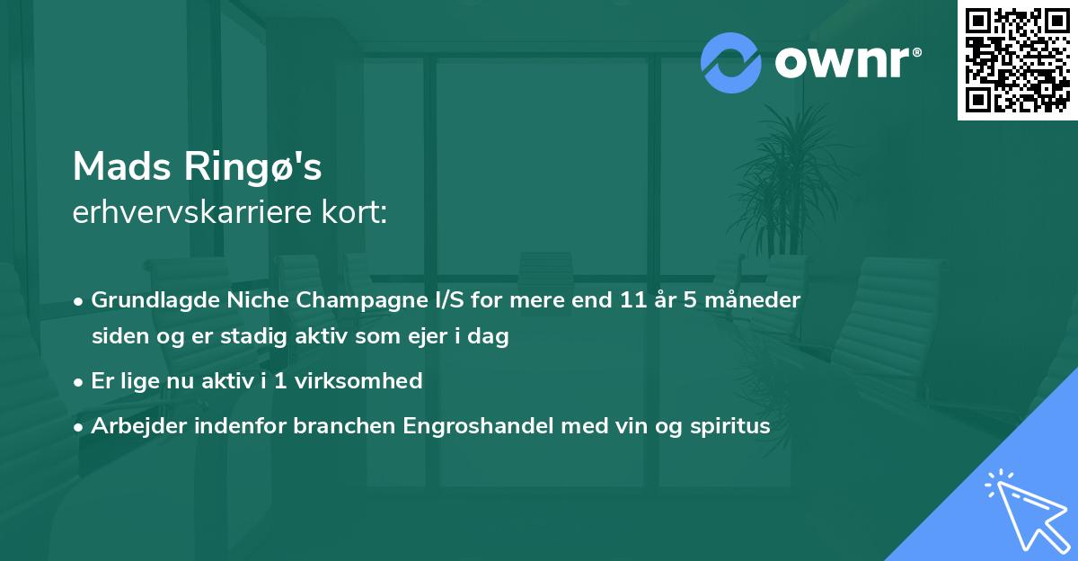 Mads Ringø's erhvervskarriere kort