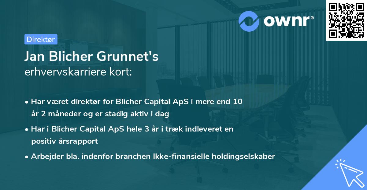 Jan Blicher Grunnet's erhvervskarriere kort