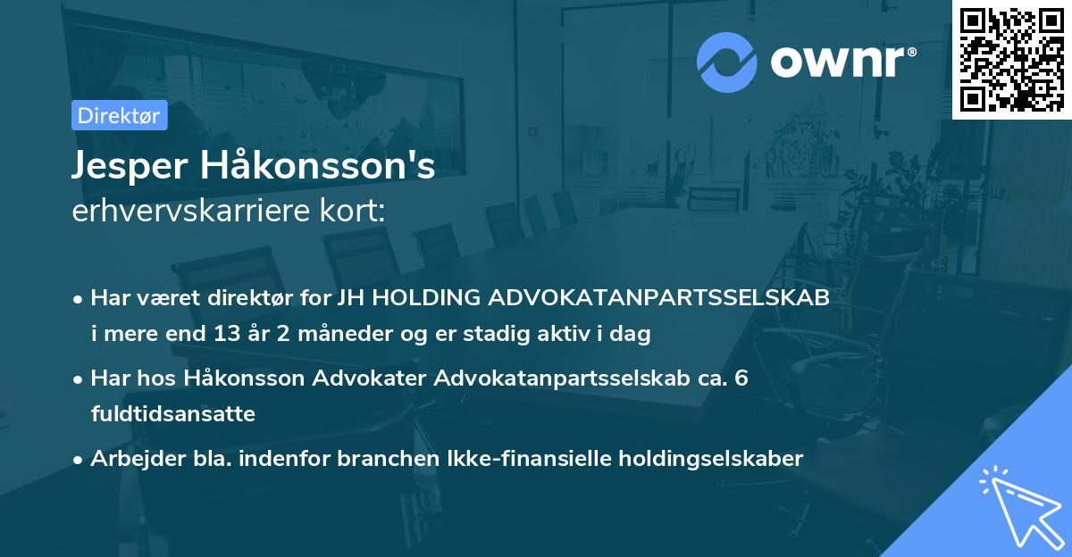 Jesper Håkonsson's erhvervskarriere kort