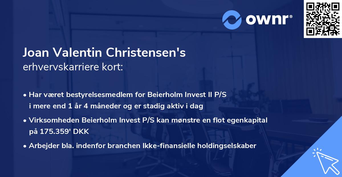 Joan Valentin Christensen's erhvervskarriere kort