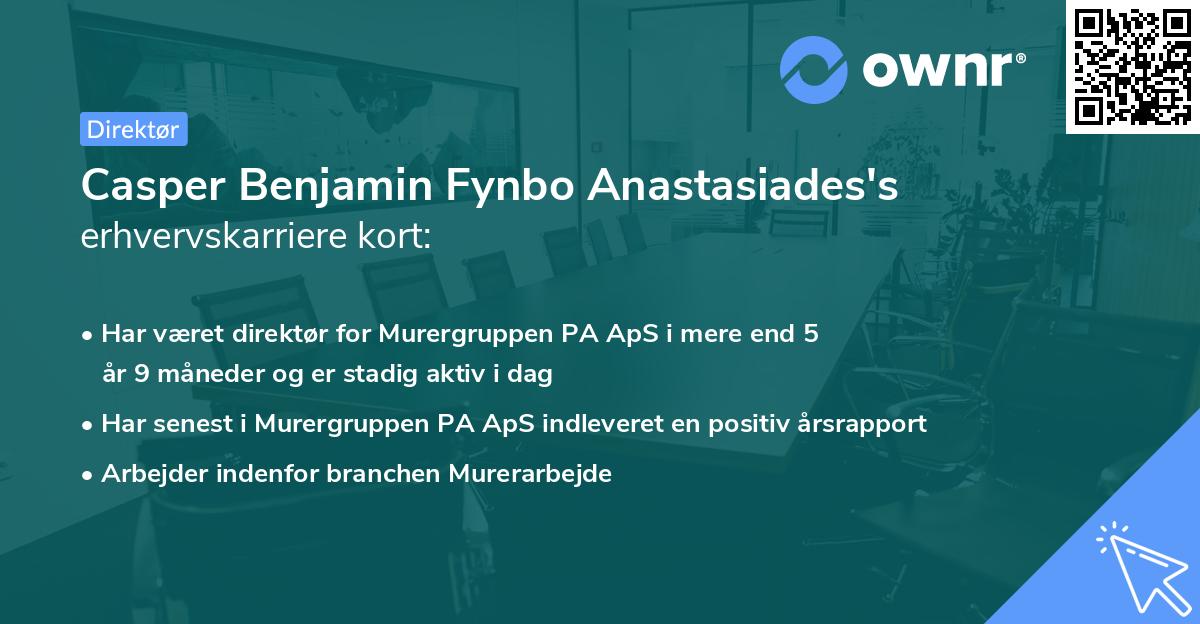 Casper Benjamin Fynbo Anastasiades's erhvervskarriere kort