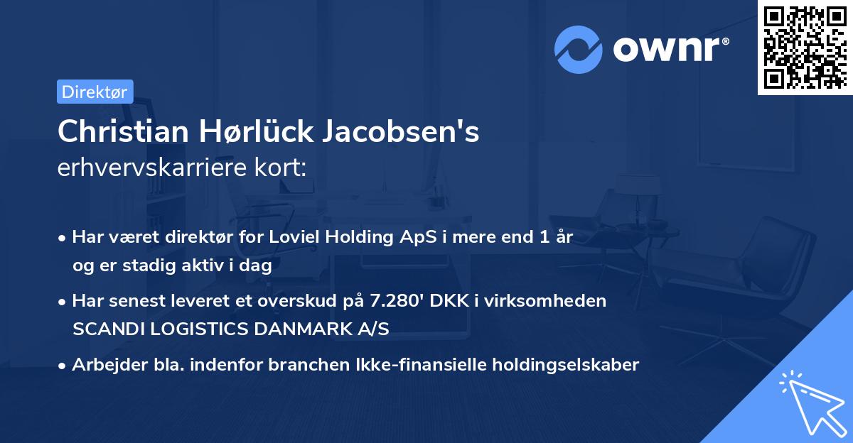 Christian Hørlück Jacobsen's erhvervskarriere kort